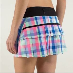 Lululemon Athletica Run Pacer Skirt Pop Plaid Multicolor Plaid Mini Skirt